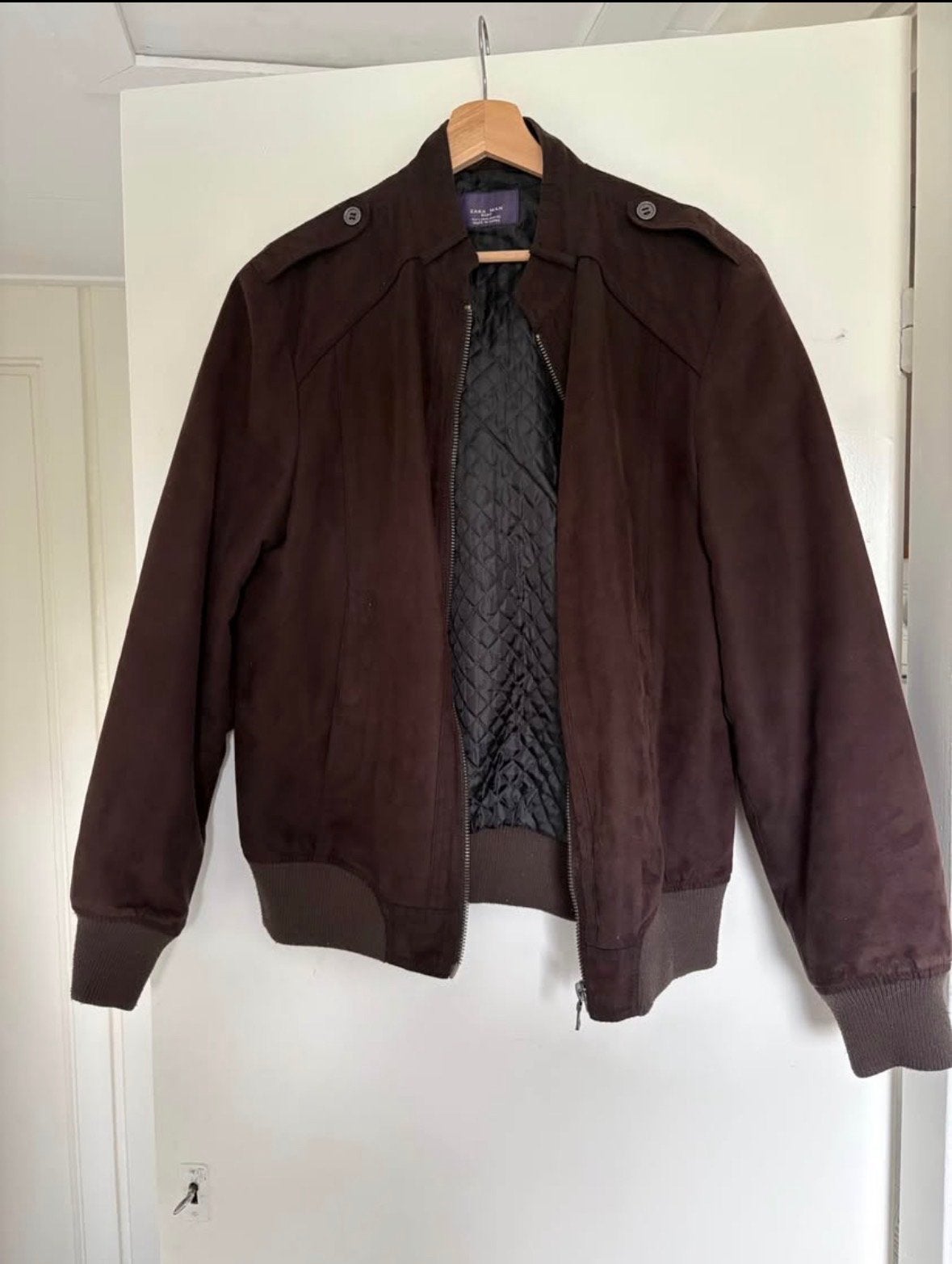 Zara Man Bomberjack - Bruin Suède Look - Maat L, Ophalen of Verzenden, Gedragen, Maat 52/54 (L), Bruin