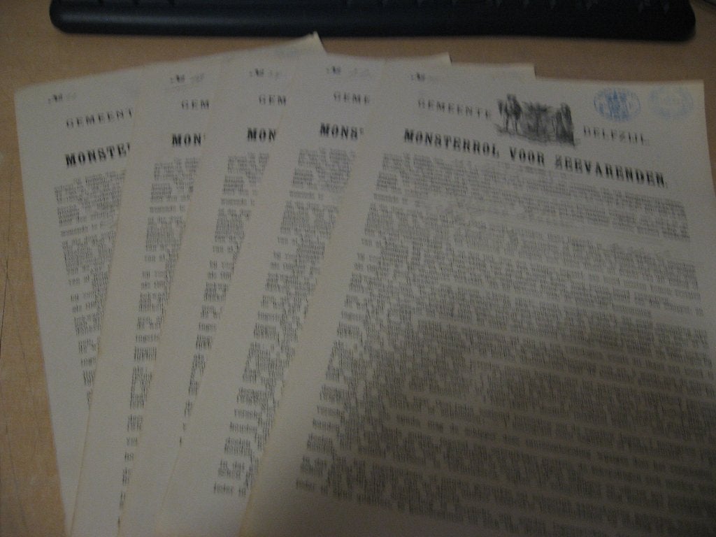 Monsterrol voor Zeevarenden  5x  Gemeente Delfzijl 1902, Verzamelen, Ophalen of Verzenden, Gebruikt, Boek of Tijdschrift