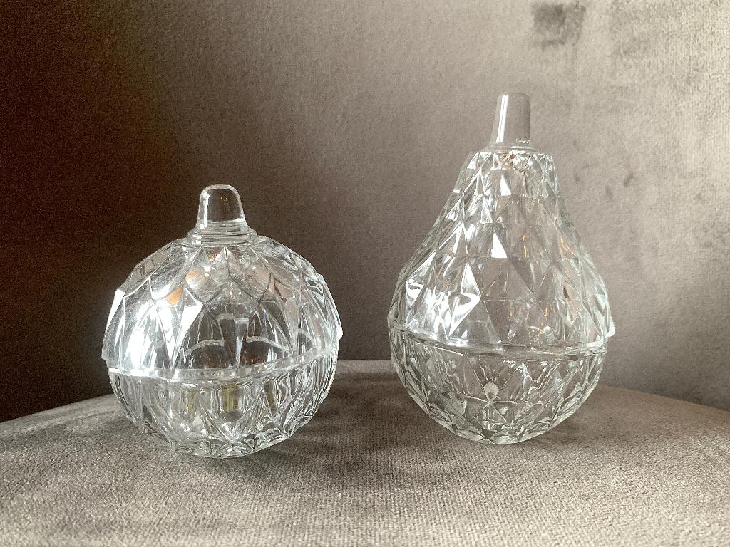Glazen of kristallen appel en peer, Ophalen of Verzenden
