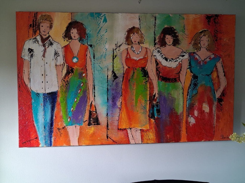 Schilderij, Antiek en Kunst, Ophalen, Handgeschilderd, Figuren