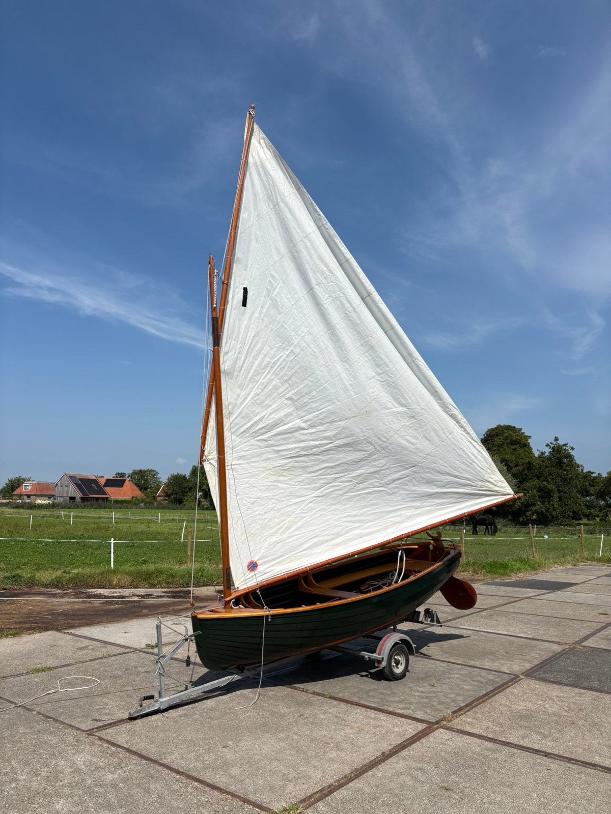 Breedendam 12‑voets jol + trailer, Ophalen, Gebruikt, 3 tot 6 meter, Minder dan 15 m²