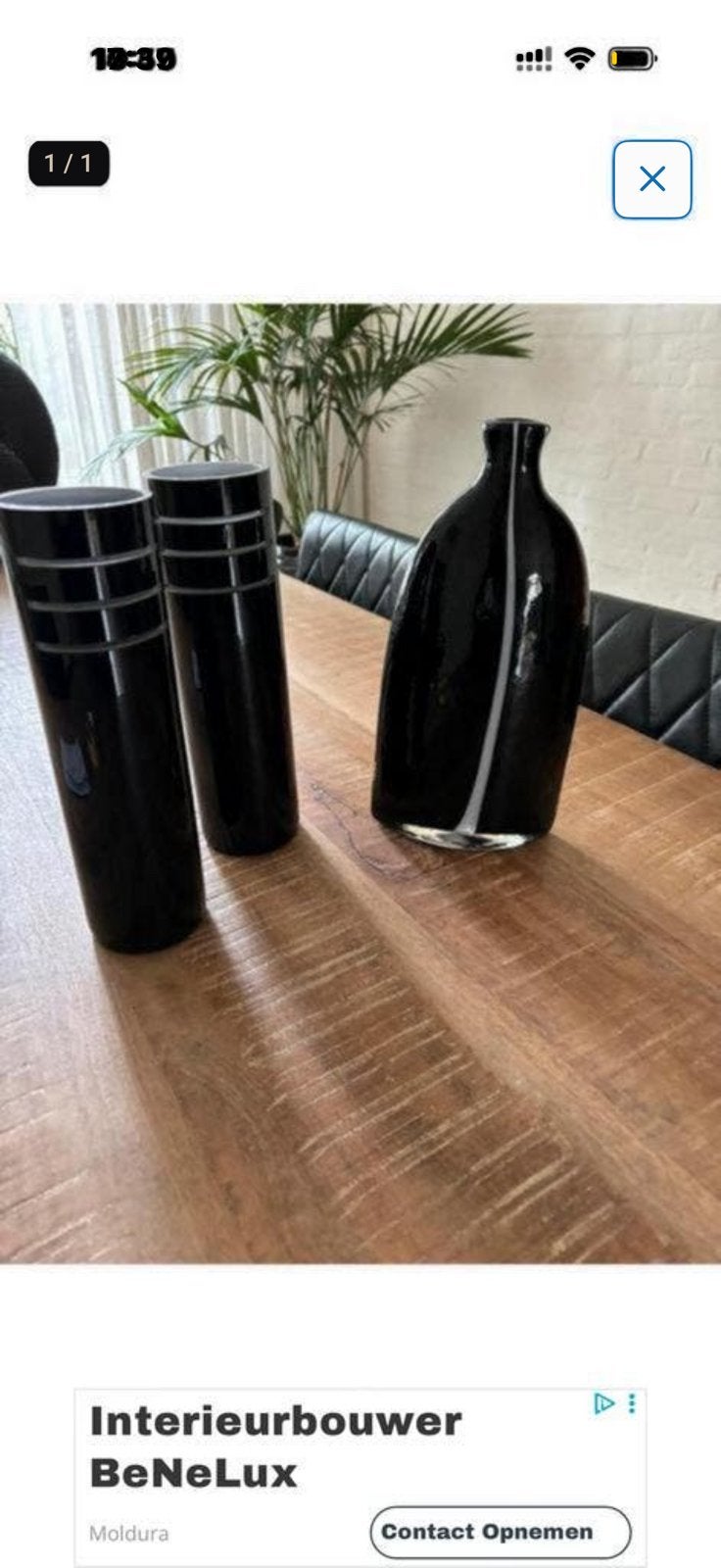 Flesvaas en vazen zwart dure collectie, Tuin en Terras, Bloempotten, Rond, Ophalen of Verzenden, Zo goed als nieuw, Aardewerk