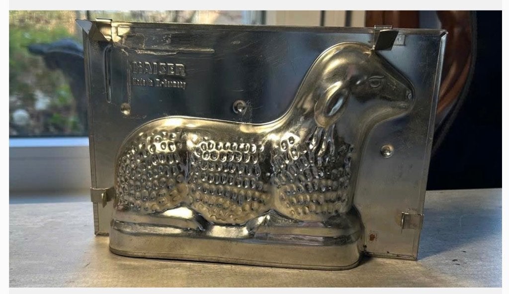 vintage metalen chocoladevorm schaap van het merk Kaiser., Ophalen of Verzenden