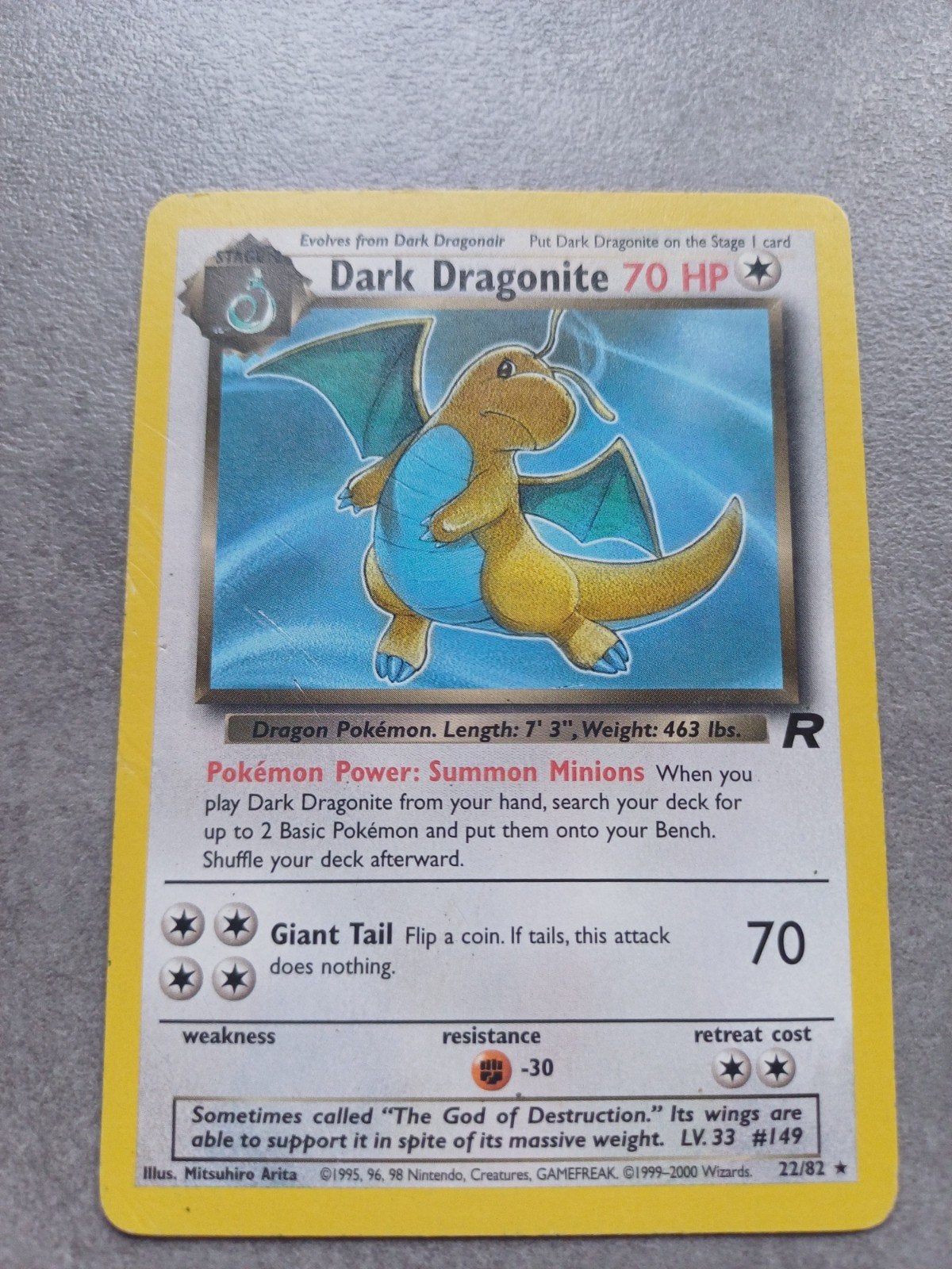 Pokémon Dark Dragonite- 22/82, Ophalen of Verzenden, Gebruikt, Losse kaart