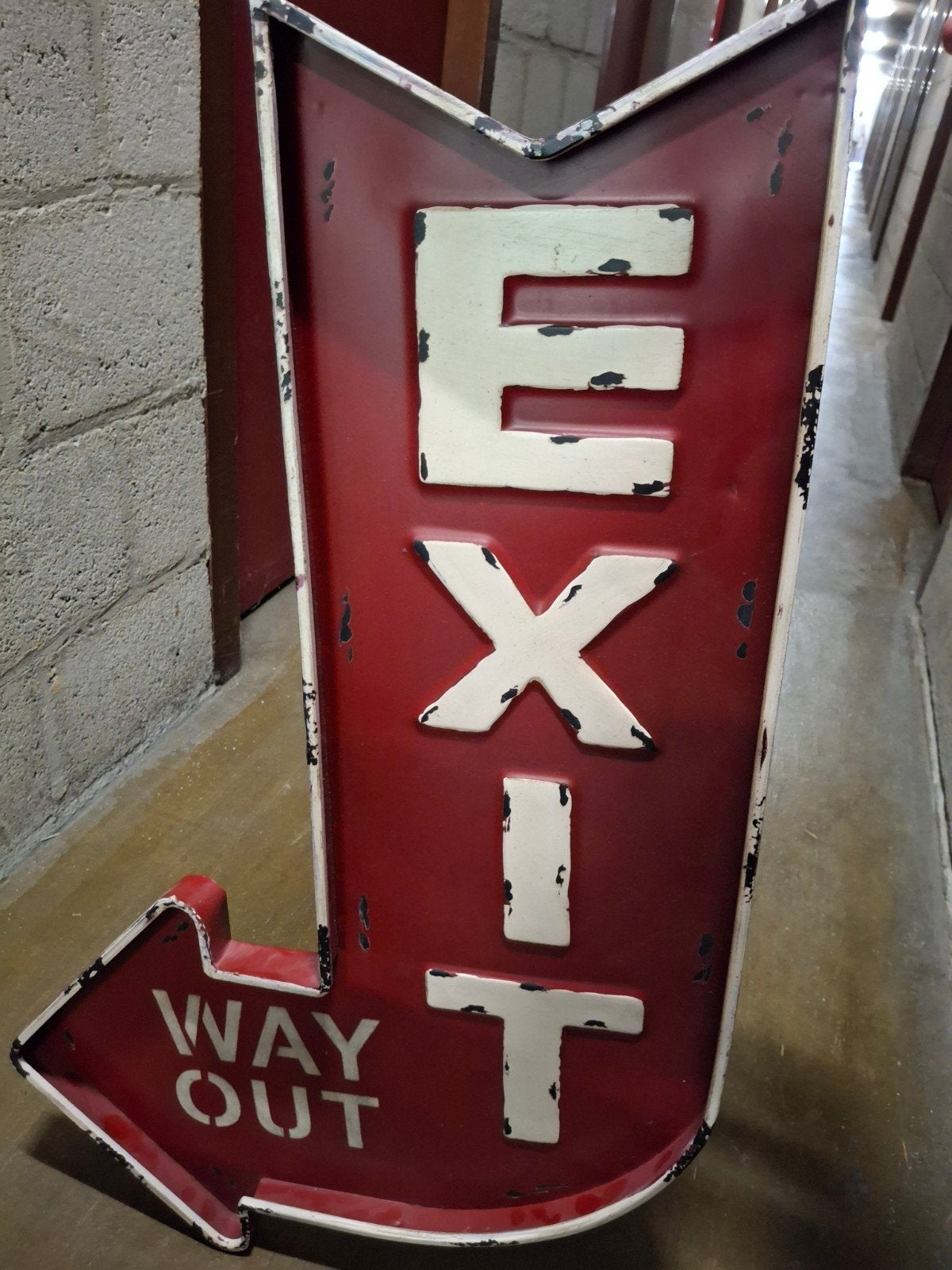 Vintage metalen EXIT Way Out bord - Industriële decoratie, Ophalen of Verzenden