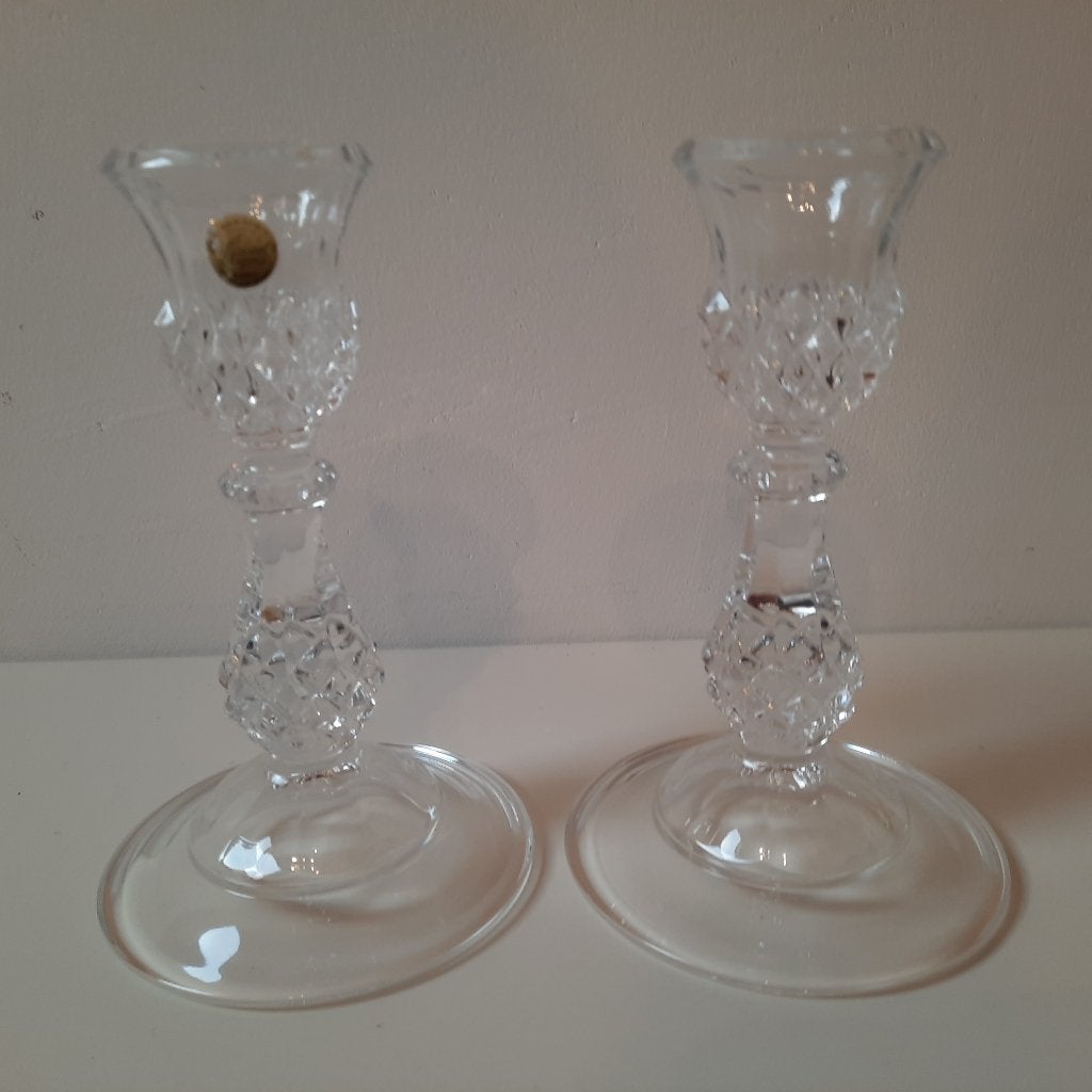 Cristal d'Arques Durand kandelaars Crystal 2 stuks, Nieuw, Ophalen of Verzenden, Kandelaar, Overige merken