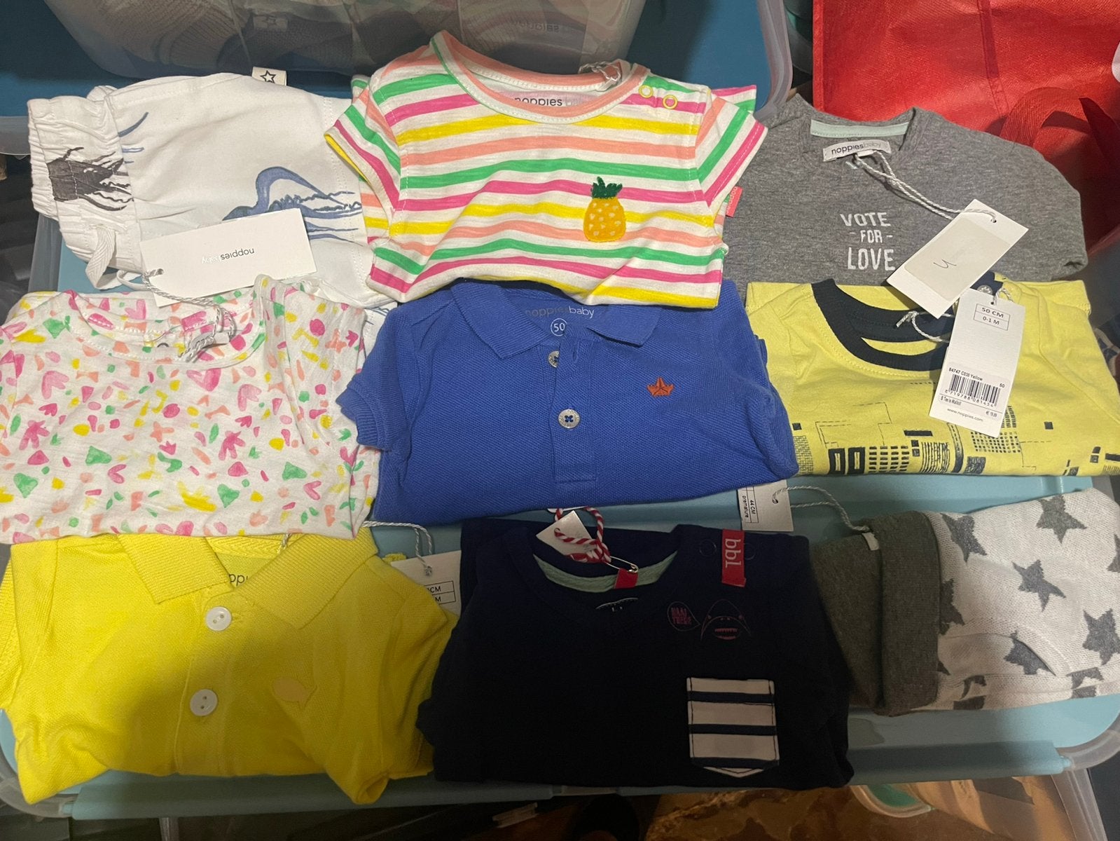 Partij babykleding 67 stuks vooral noppies, Ophalen of Verzenden, Nieuw, Maat 62
