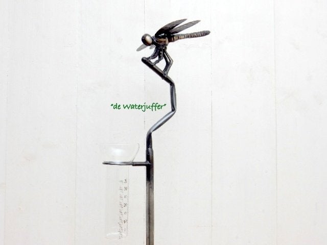 037* Regenmeter Libelle RVS. (Boven €75 geen verzendkosten), Ophalen of Verzenden, Nieuw, Overige materialen, Dierenbeeld