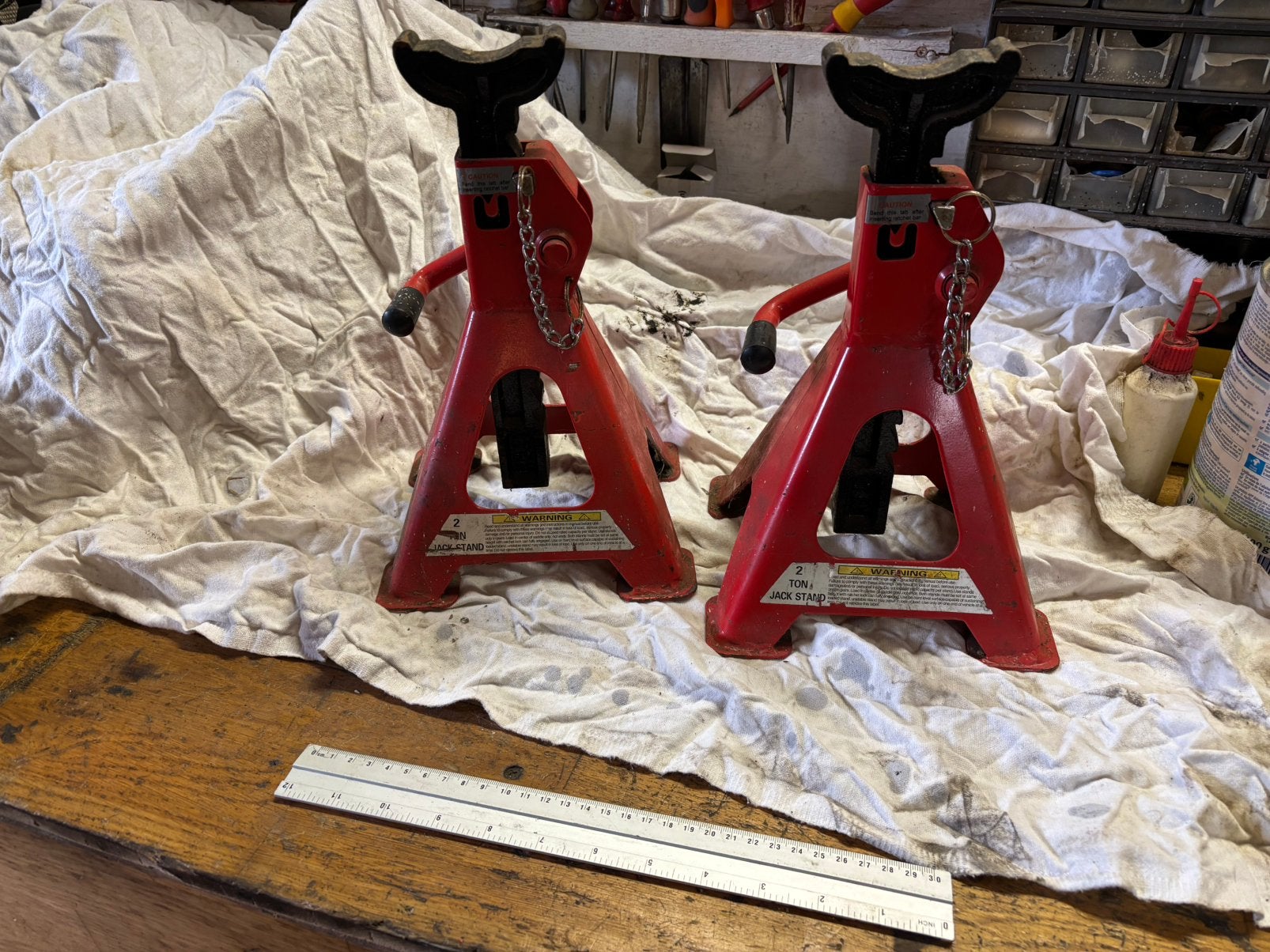 Set assteunen 2 ton, Auto diversen, Krikken, Ophalen, Zo goed als nieuw, Manueel, Garagekrik