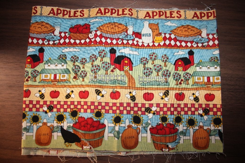 Coupon 100% katoen stof - boerderij appel bij #4183, Nieuw, Ophalen of Verzenden, 30 tot 120 cm, Katoen
