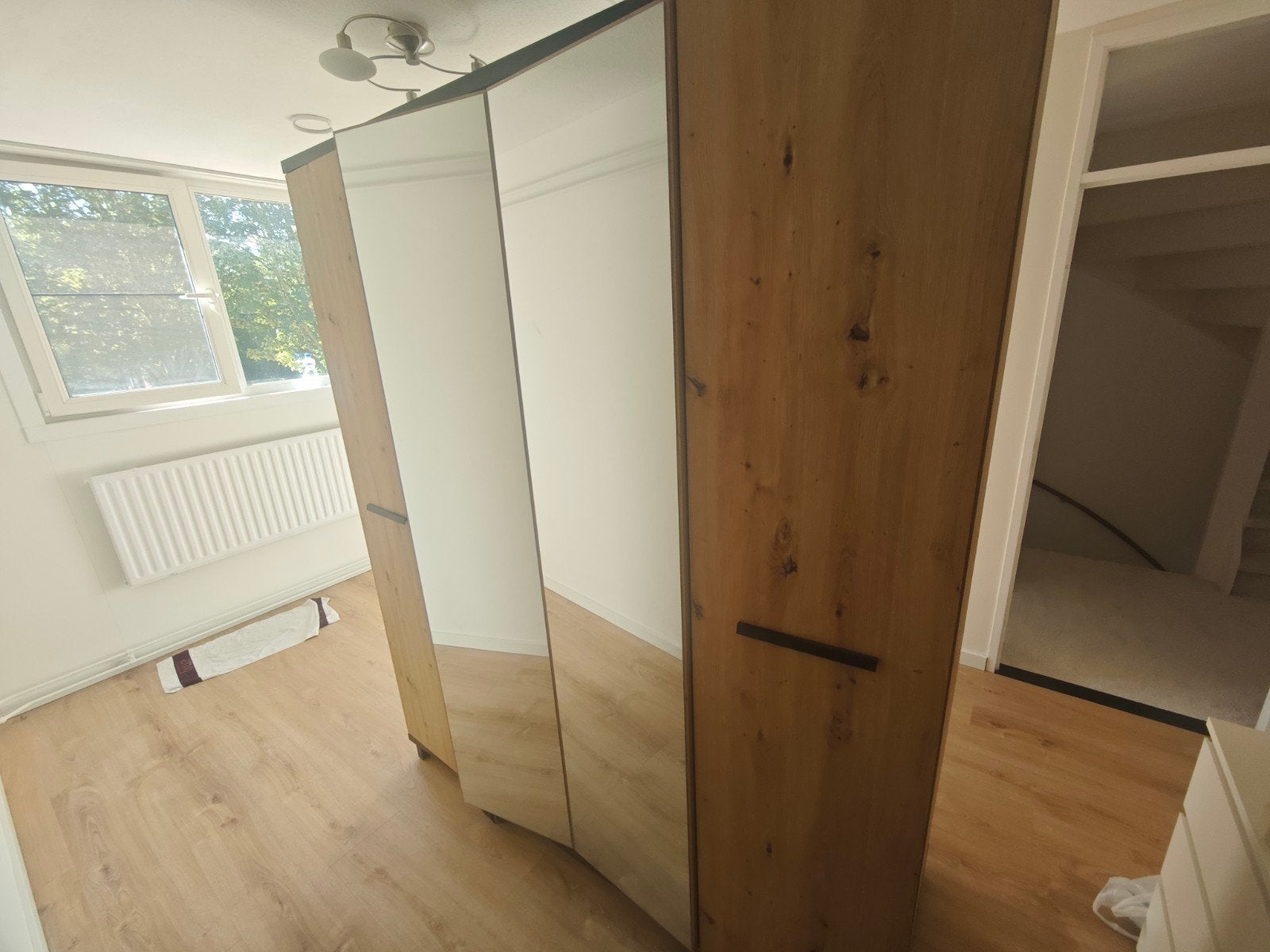 Kledingkast met spiegeldeuren en lades H206 L180 W58, Ophalen, Gebruikt, 100 tot 150 cm, 200 cm of meer