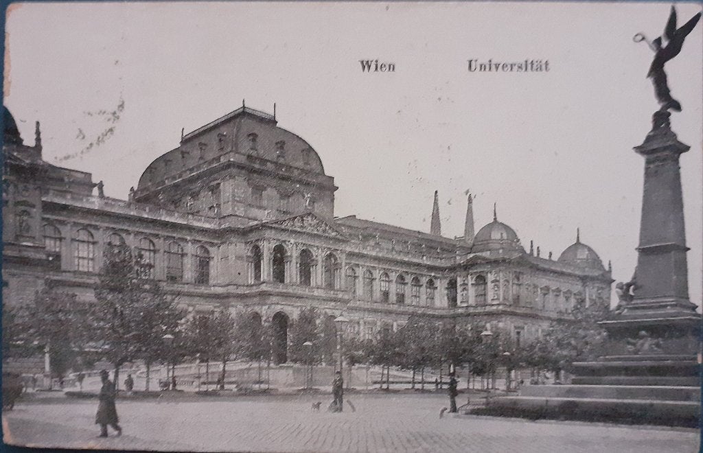 Ansichtkaart Oostenrijk Wenen Universiteit 1912, Verzamelen, Ophalen of Verzenden, Voor 1920, Gelopen, Oostenrijk