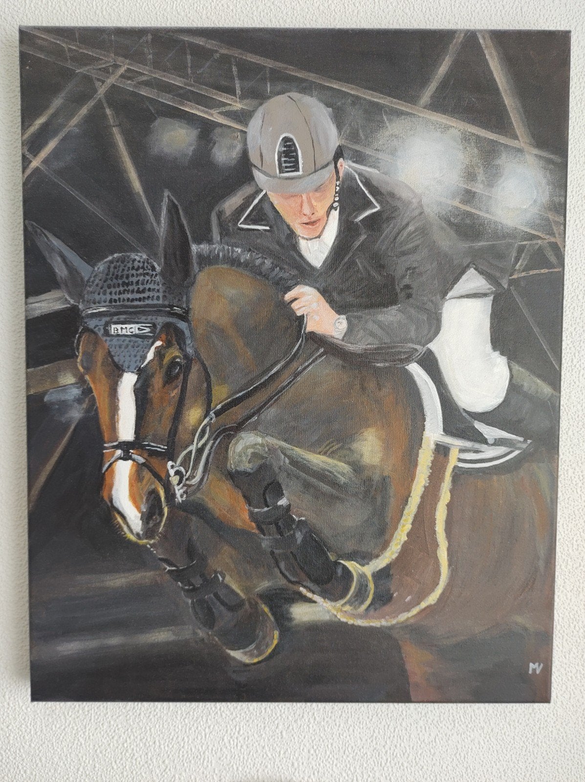 Schilderij: Paardensport - Springruiter, Ophalen of Verzenden