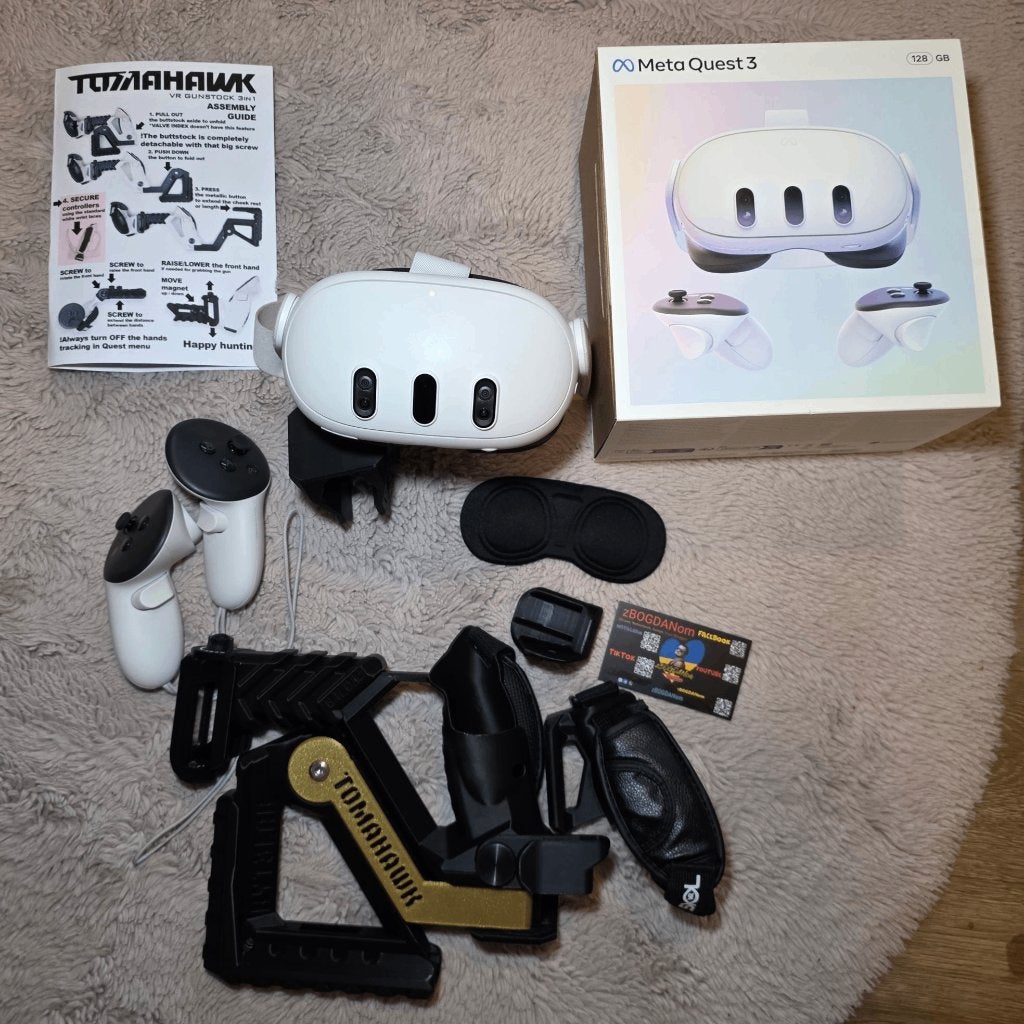 Meta Quest 3 128 GB + TOMAHAWK VR Gunstock, Ophalen of Verzenden, Zo goed als nieuw, VR-bril, Overige platformen
