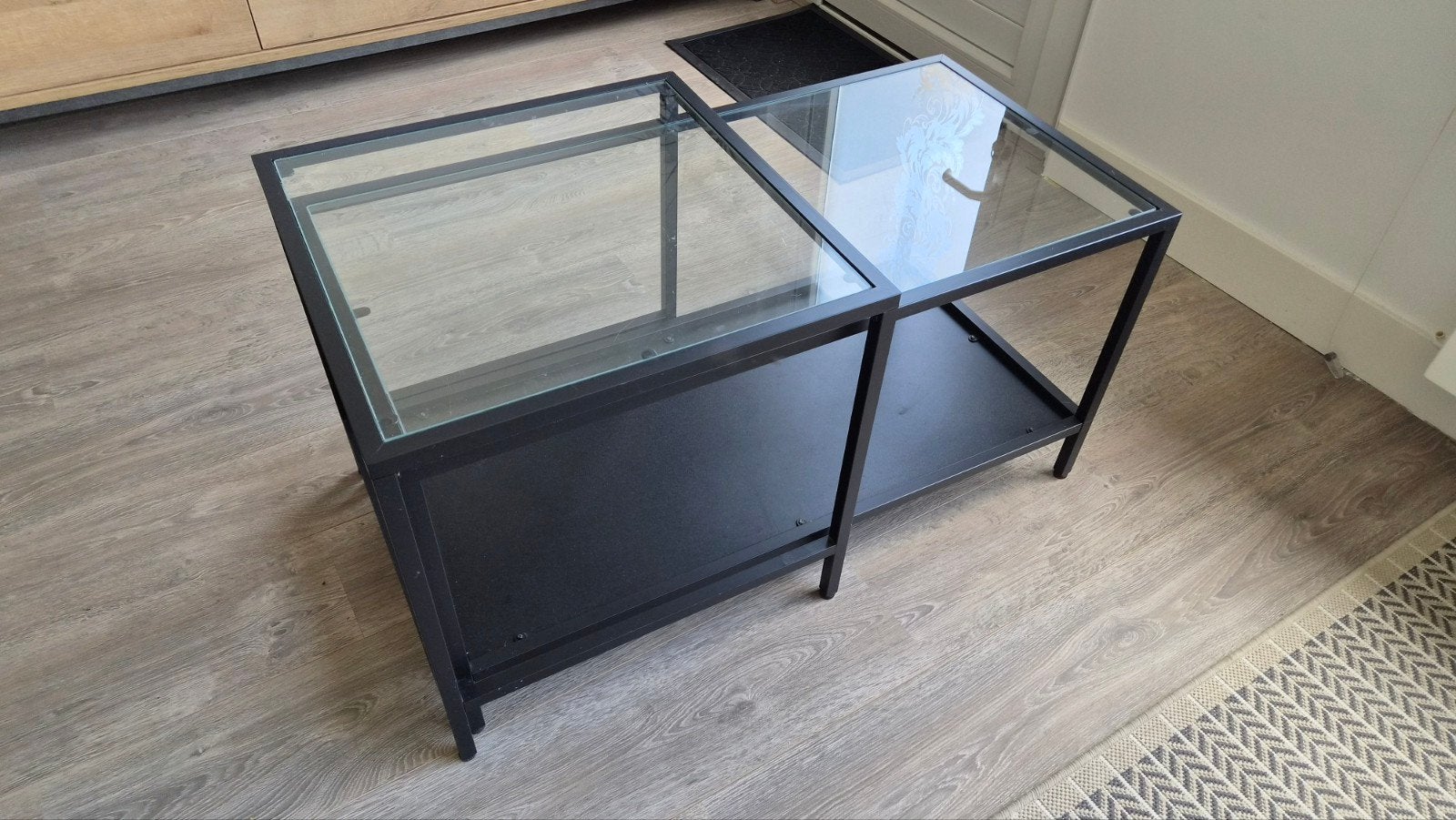 Set van 2 salontafels met glas en metaal, Ophalen of Verzenden