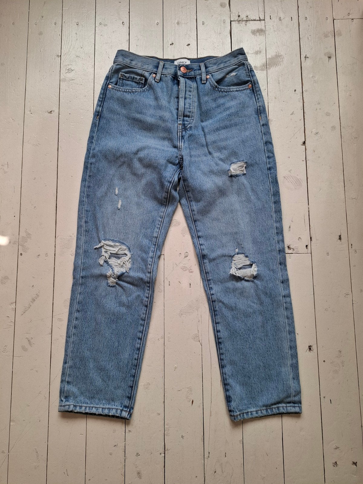 ONLY Spijkerbroek met gaten - Denim Blauw - Maat EU 32, Blauw, Nieuw, Ophalen of Verzenden, ONLY