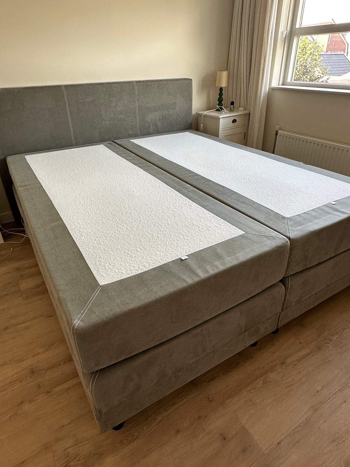 Elektrische boxspring 180x210 cm - Antracietgrijs, Ophalen, Verstelbaar, 210 cm, Tweepersoons