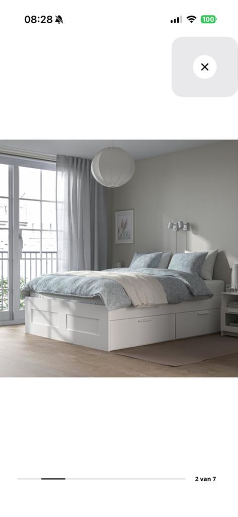 IKEA bed ombouw 160x200 met opbergruimte, Ophalen, Gebruikt, Wit, Tweepersoons