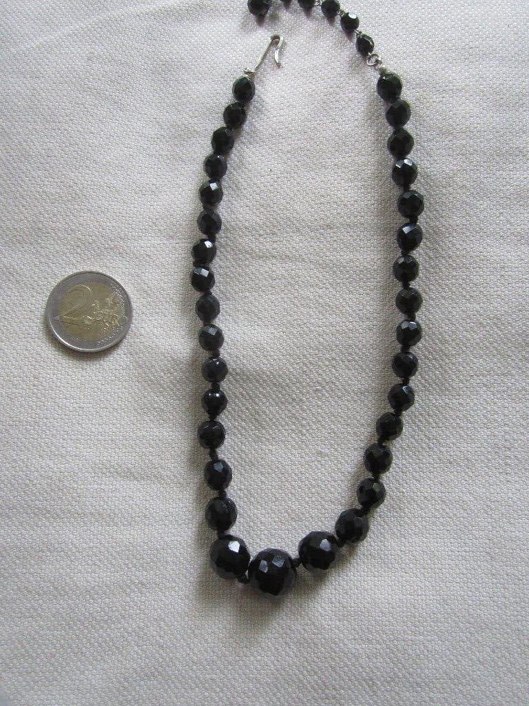 34.   Schitterende oude ketting, French jet,  36/43 cm, Sieraden, Tassen en Uiterlijk, Ophalen, Overige materialen, Ketting