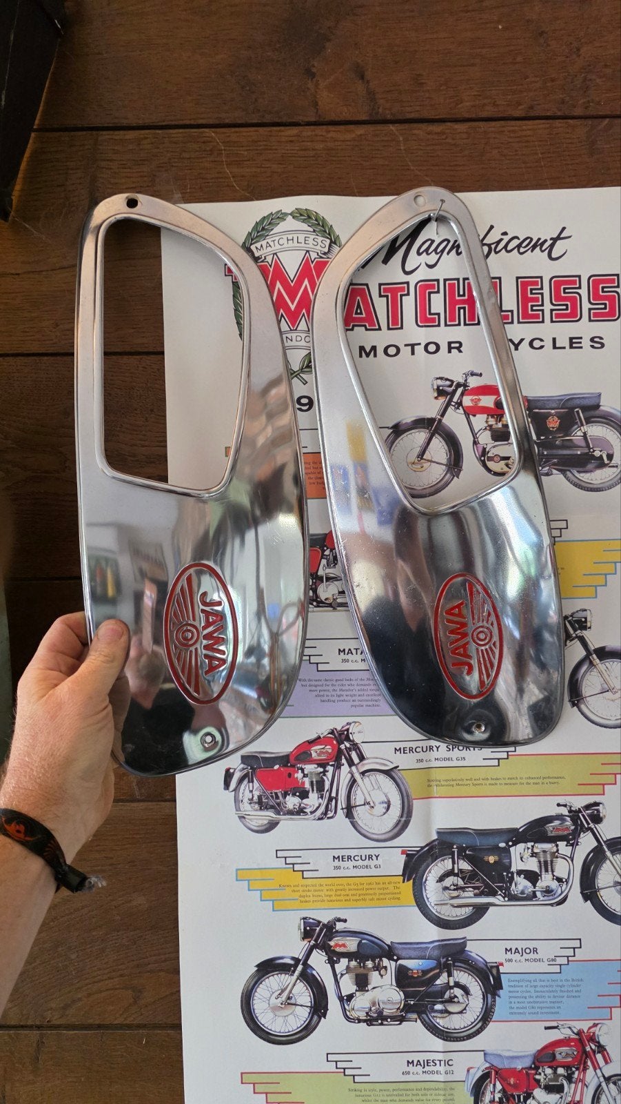Jawa Tankpanelen - Prachtig Chroom met Rood Logo, Motoren, Ophalen of Verzenden