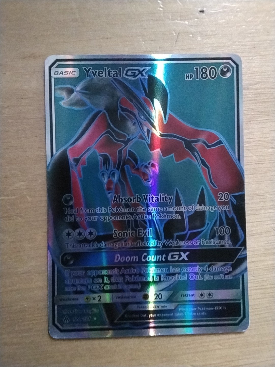 Yveltal GX Pokémon Kaart - Zeldzaam en Foil, Ophalen of Verzenden, Gebruikt, Losse kaart, Foil
