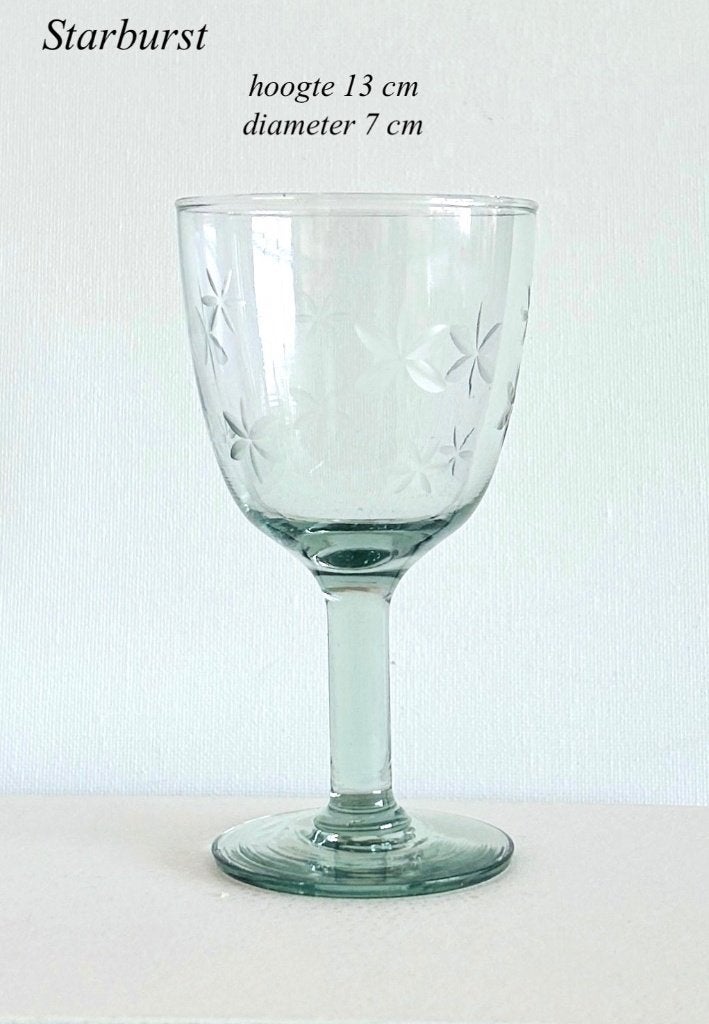 Starburst 13h met Sterren Gravure subtiel groen Glas Kristal, Antiek en Kunst, Antiek | Glas en Kristal, Ophalen