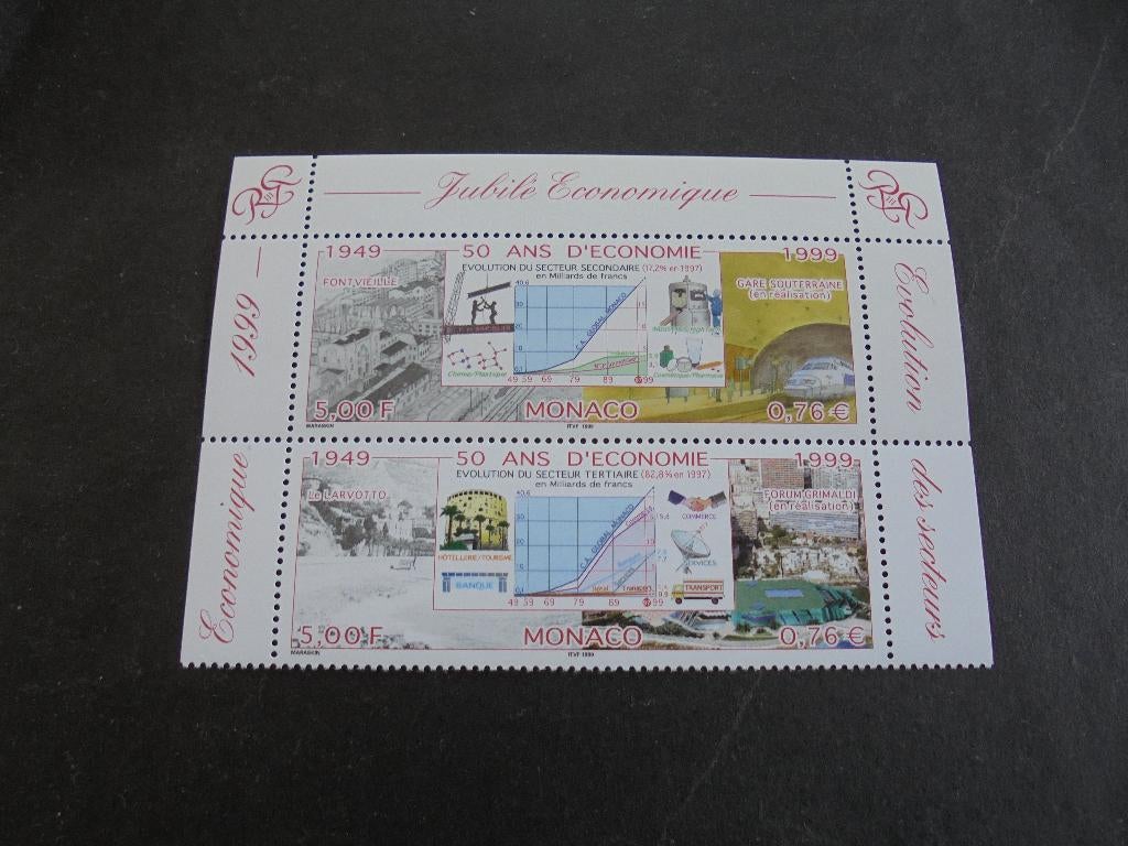 Monaco Yvert 2205/2206 blok postfris, Verzenden, Monaco, Postfris