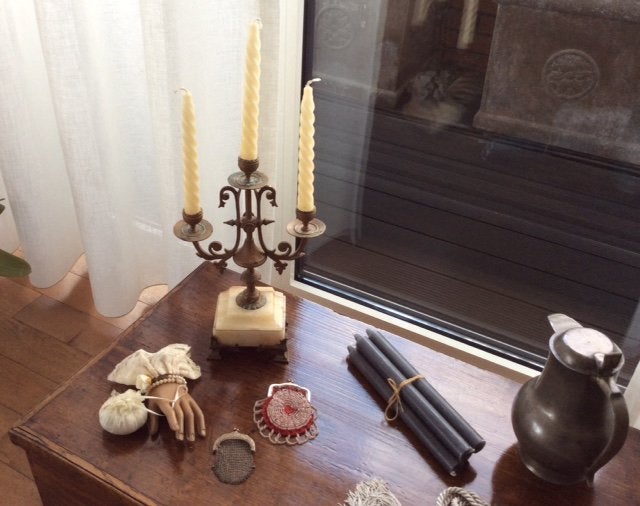 Mooie oude kandelaar met marmeren voet, Antiek en Kunst, Ophalen of Verzenden