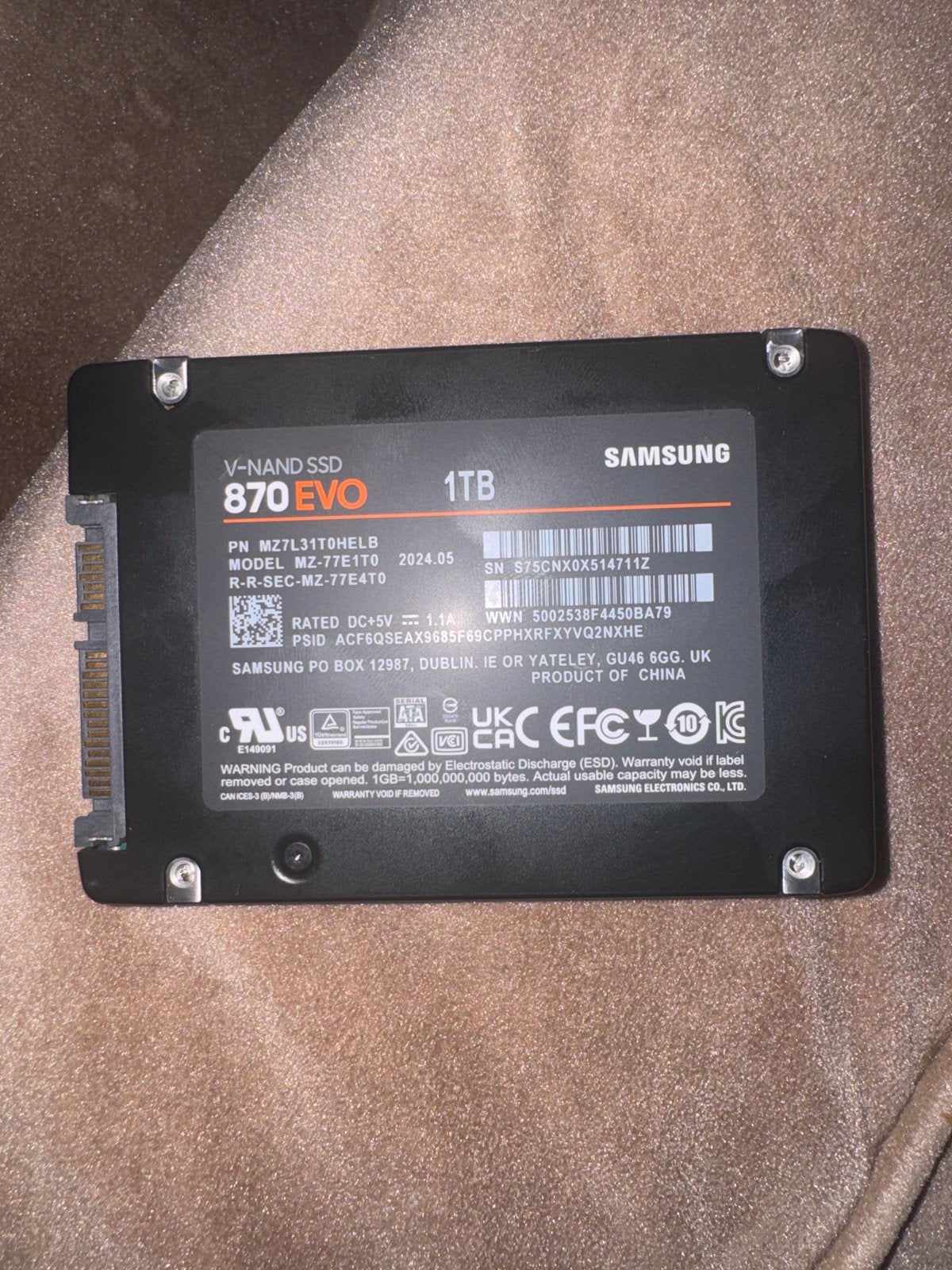 Samsung 870 EVO 1TB SSD - Nieuwstaat, Computers en Software, Intern, Server, Ophalen of Verzenden, Zo goed als nieuw