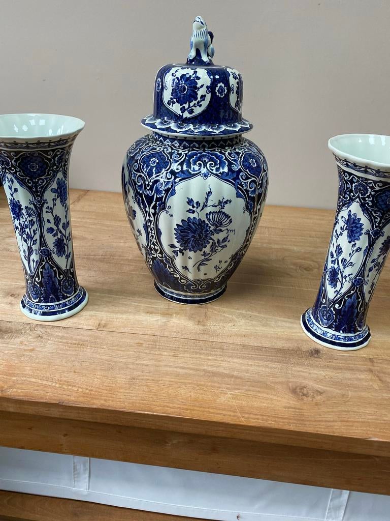 Delfts blauw vazen en pot, Royal Sphinx Boch, Antiek en Kunst, Antiek | Vazen, Ophalen