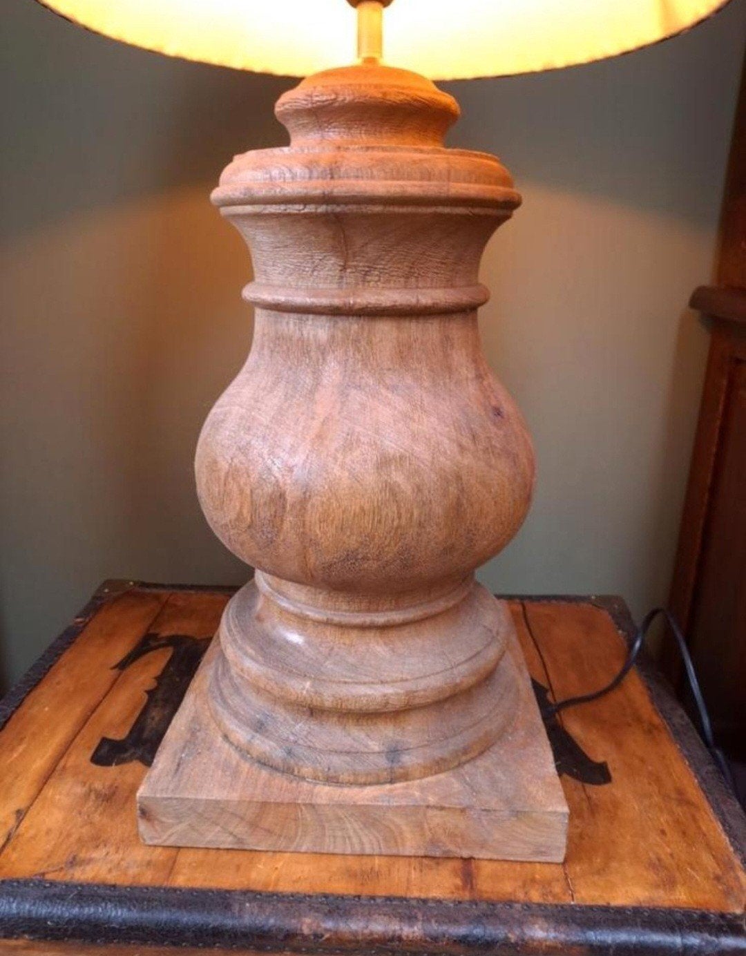 Stoere houten tafellamp, Ophalen of Verzenden, Zo goed als nieuw