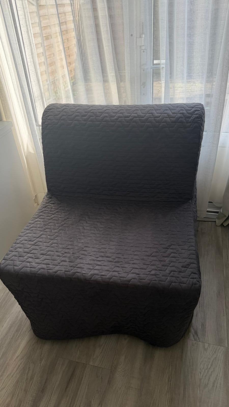 IKEA LYCKSELE slaapstoel - grijs, zo goed als nieuw, Huis en Inrichting, Ophalen, Eenpersoons, Zo goed als nieuw, 80 cm