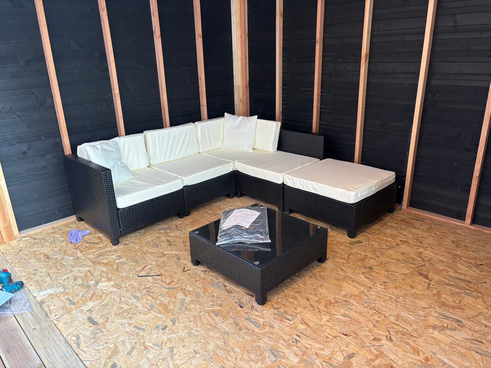 Nieuw Luxe Wicker Loungeset Tectake  en Glazen Tafel, Tuin en Terras, Tuinsets en Loungesets, Ophalen, 5 zitplaatsen, Loungeset
