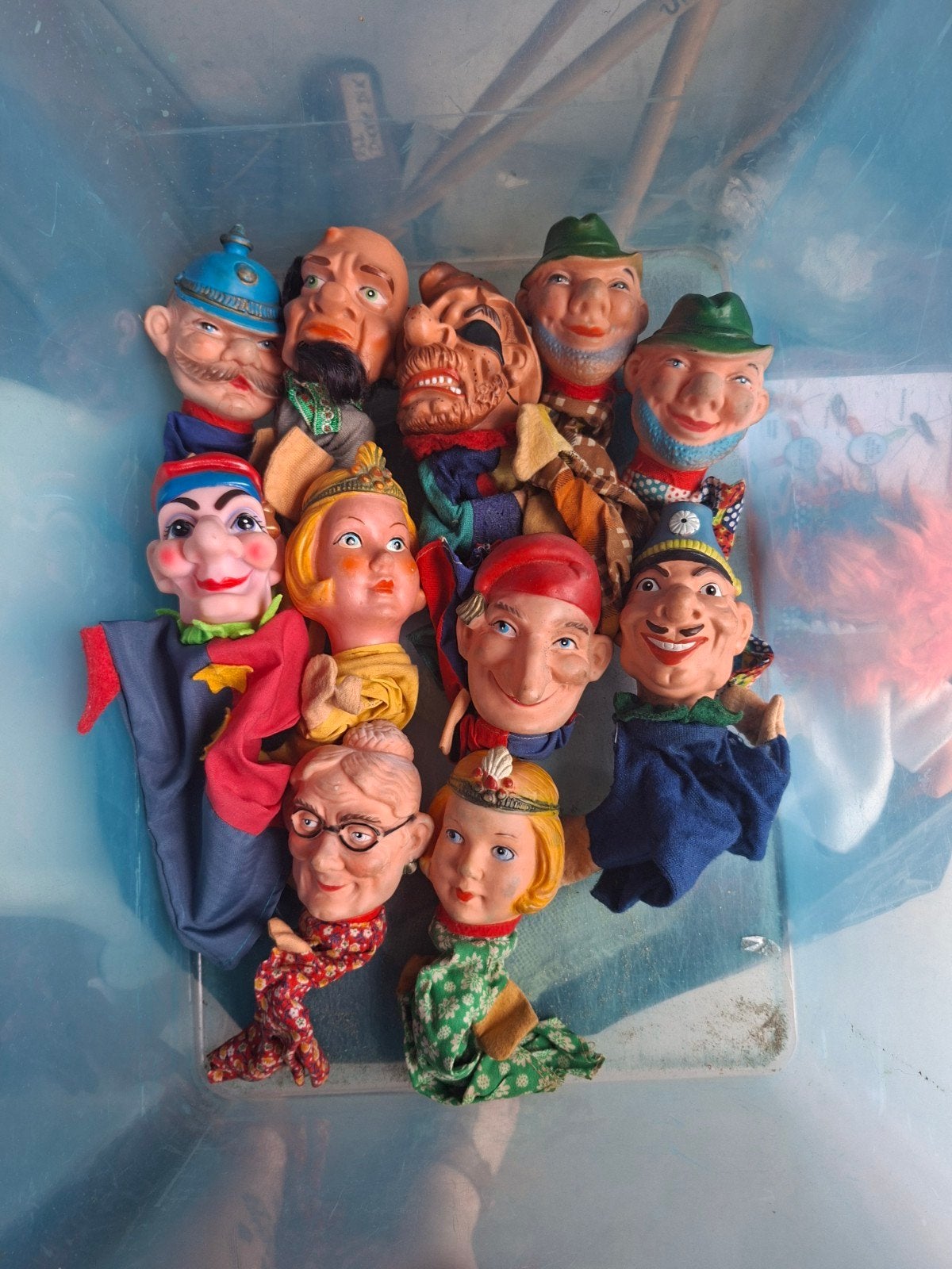 Vintage handpoppen set - diverse karakters, Ophalen of Verzenden, Gebruikt, Pop