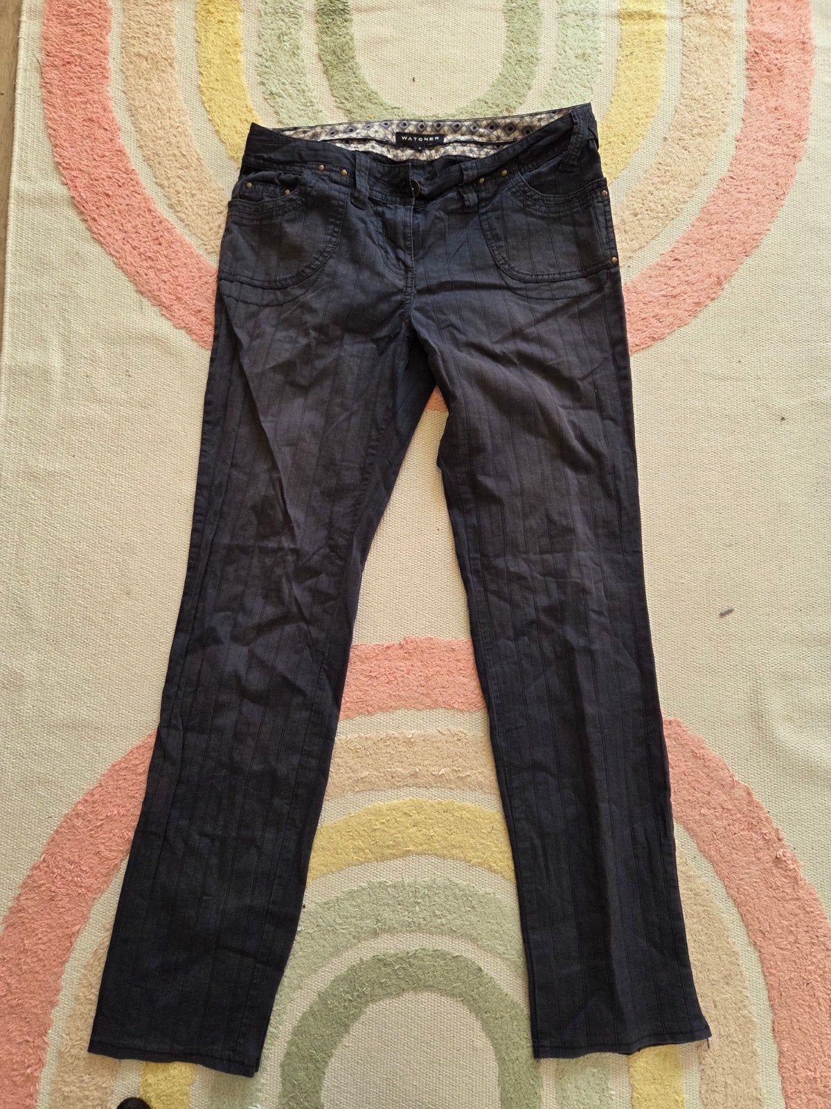 Marine blauwe broek watcher maat s op bovenbenen wat valer/, Blauw, Ophalen of Verzenden, Zo goed als nieuw, Maat 36 (S)
