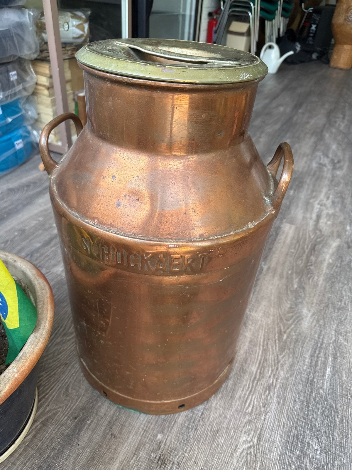 Antieke Koperen Melkbus - Schockaert, Antiek en Kunst, Ophalen of Verzenden, Koper