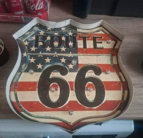 3 Blikken Borden Amerikaanse Stijl met Verlichting, Ophalen of Verzenden, Lichtbak of (neon) lamp