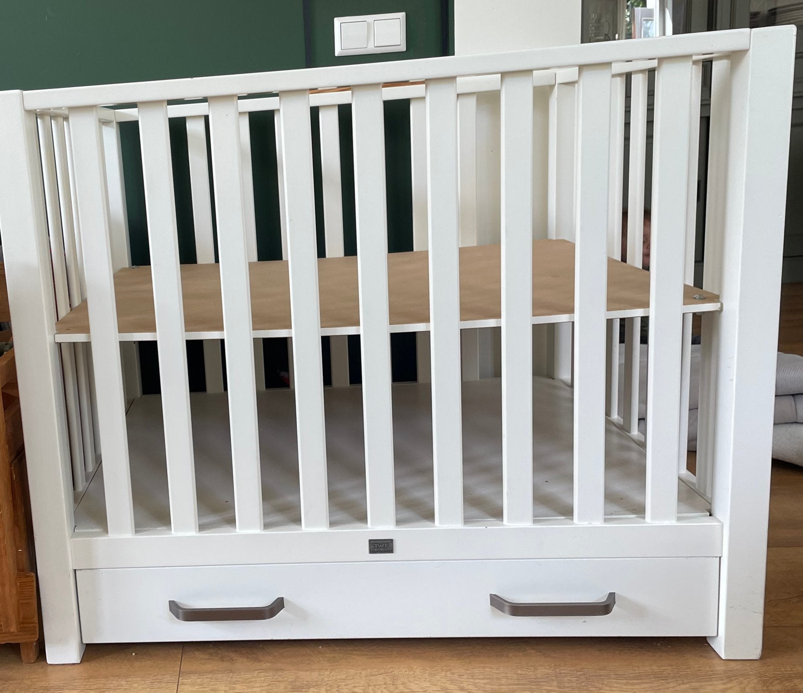 Witte box TWF met opberglade, Kinderen en Baby's, Boxen, Ophalen, Gebruikt, Rechthoekig, In hoogte verstelbaar