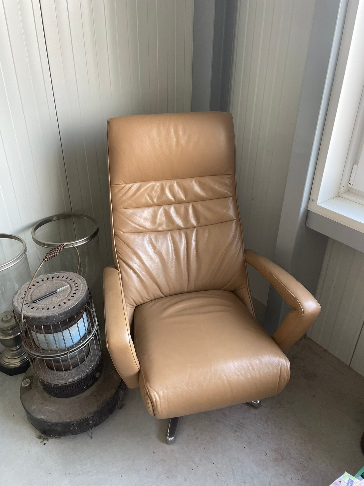 Prominent fauteuils leder met relax oplaadbaar, Huis en Inrichting, Fauteuils, Ophalen, Zo goed als nieuw, 75 tot 100 cm, 50 tot 75 cm