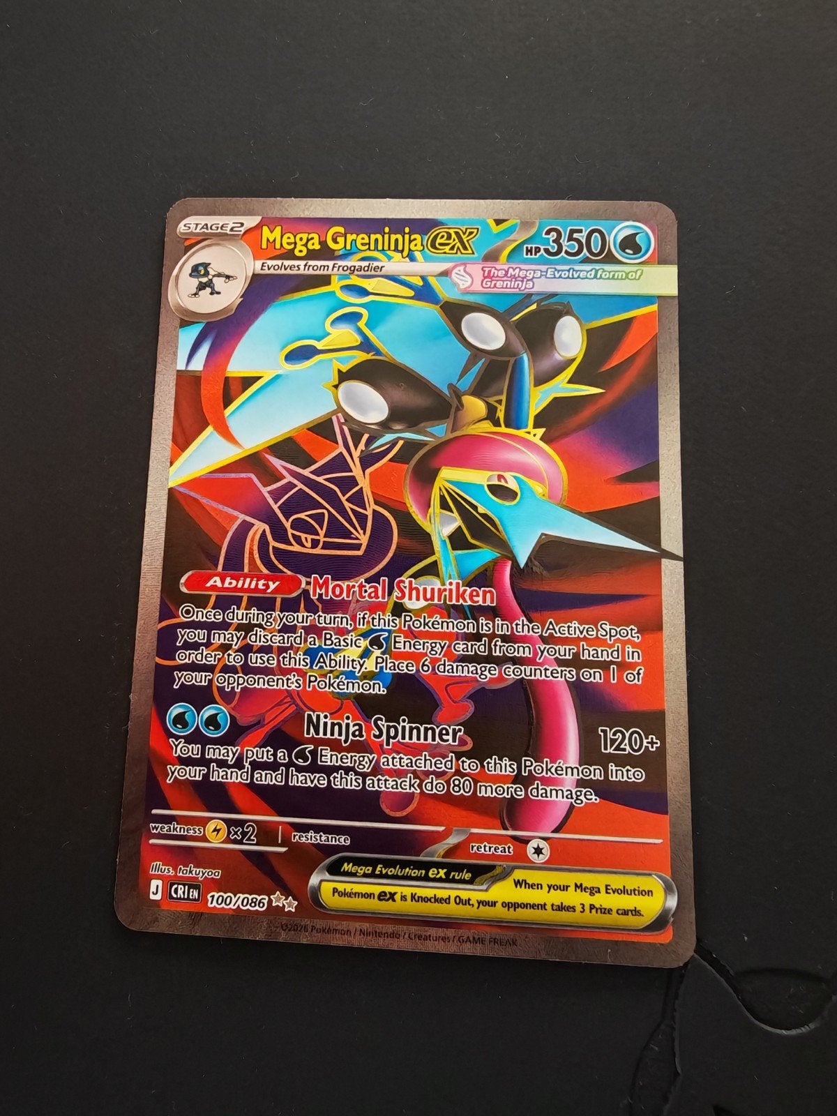 Mega Greninja EX 100/86 Pokémon Kaart, Hobby en Vrije tijd, Verzamelkaartspellen | Pokémon, Ophalen of Verzenden, Zo goed als nieuw