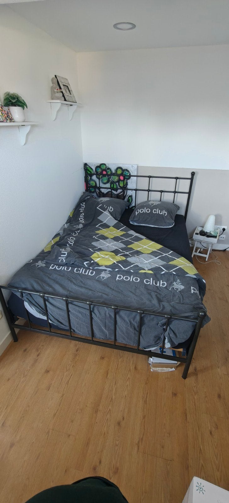 tweepersoonsbed 140x200 met koudschuim matras, Ophalen, Zwart, Tweepersoons, 140 cm