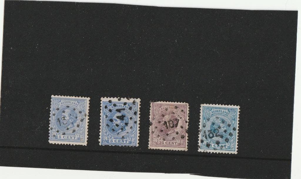 4 Puntstempels (MP167), Postzegels en Munten, Postzegels | Nederland, Verzenden, T/m 1940, Gestempeld