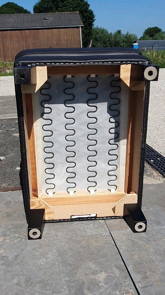 Luxe Donkerbruine kunstlederen Hocker/Voetenbank, Zo goed als nieuw, Modern, Tijdloos, Rechthoekig, 50 tot 75 cm