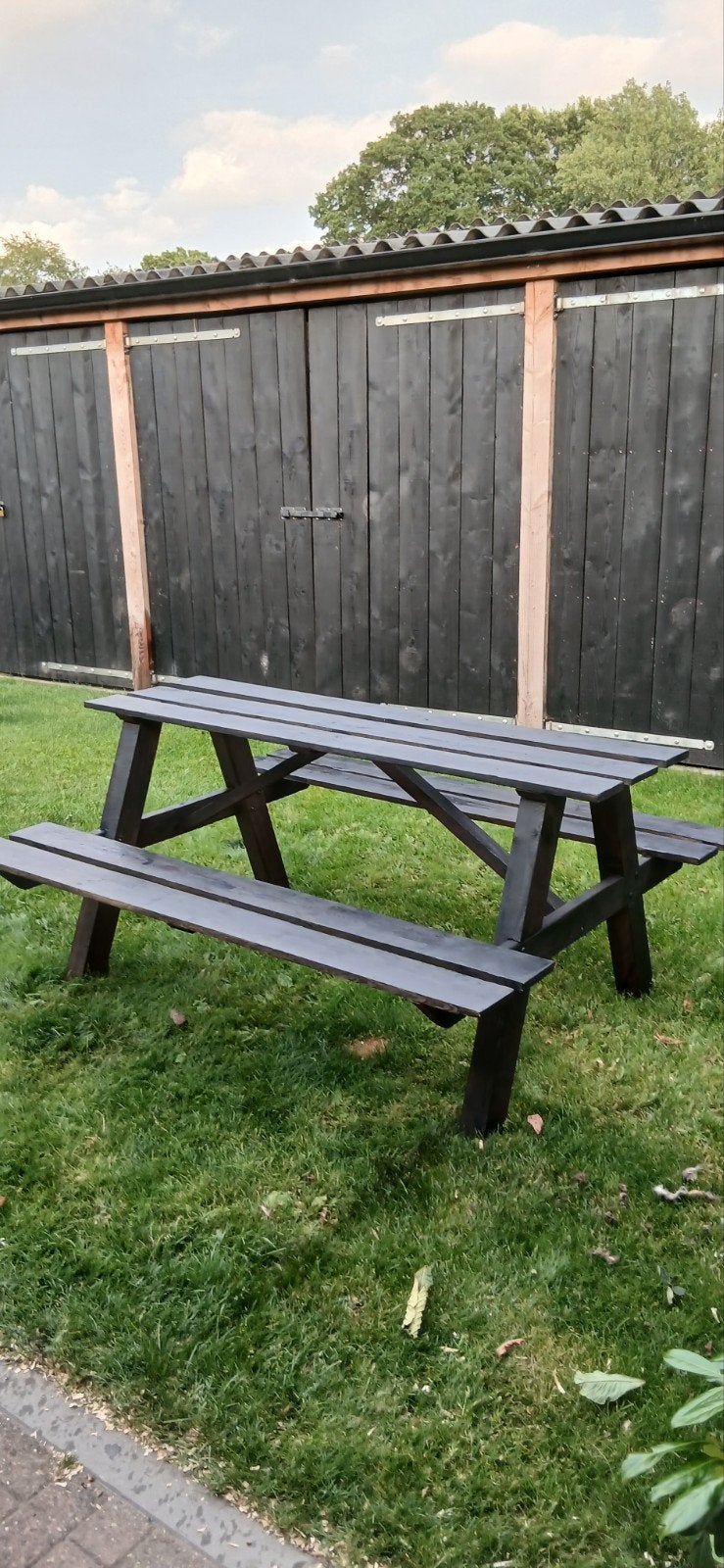 Prachtige picknicktafel, Ophalen, Zo goed als nieuw, Rechthoekig, Hout