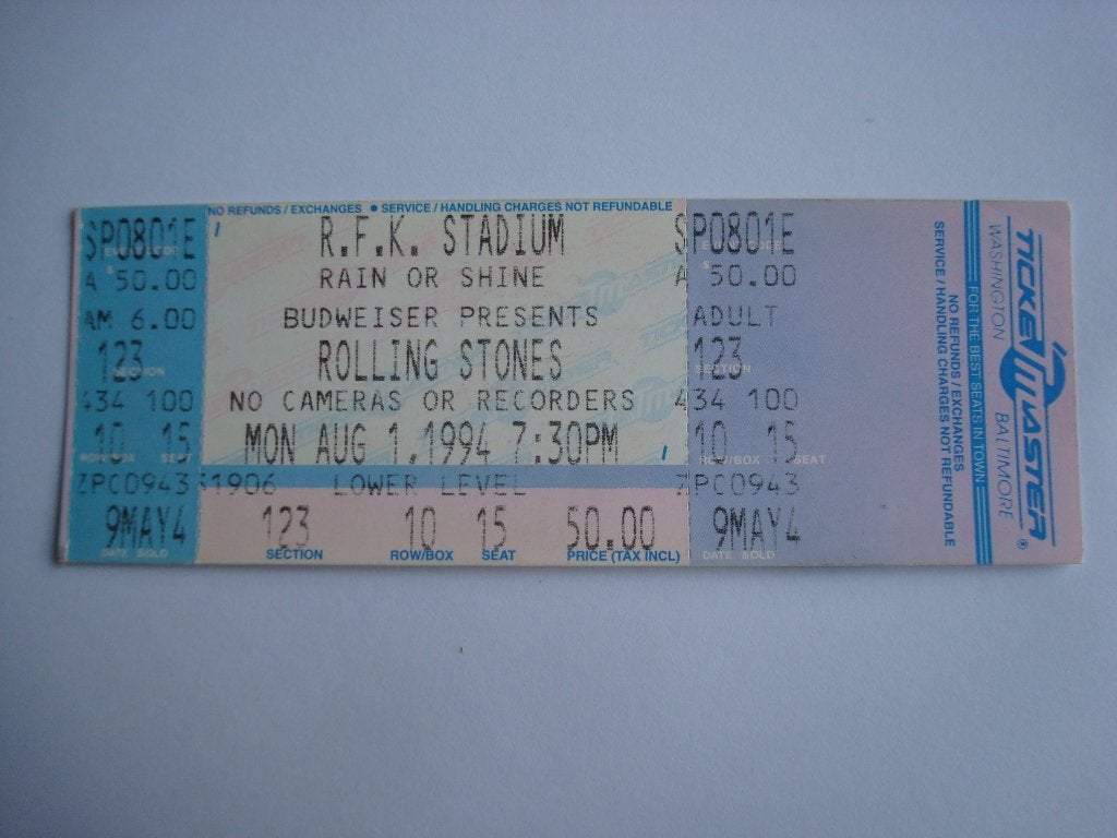 Ticket The Rolling Stones ticket 1994, Ophalen of Verzenden, Zo goed als nieuw, Foto of Kaart