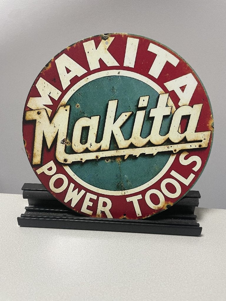 Makita Power Tools rond metalen reclamebord / wandbord, Www.pand50.nl, Reclamebord, Ophalen of Verzenden, Printer 29B Coevorden