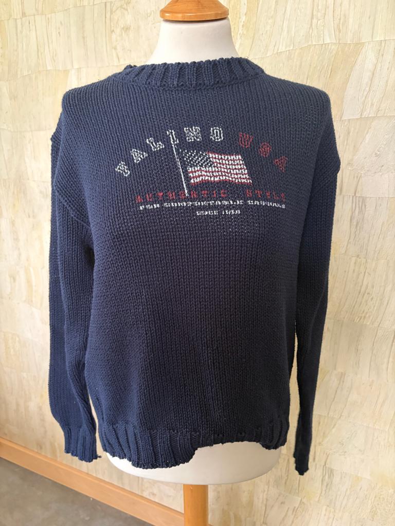 FALINO USA Gebreide Trui - Maat L, Ophalen of Verzenden, Zo goed als nieuw, Maat 42/44 (L), Blauw