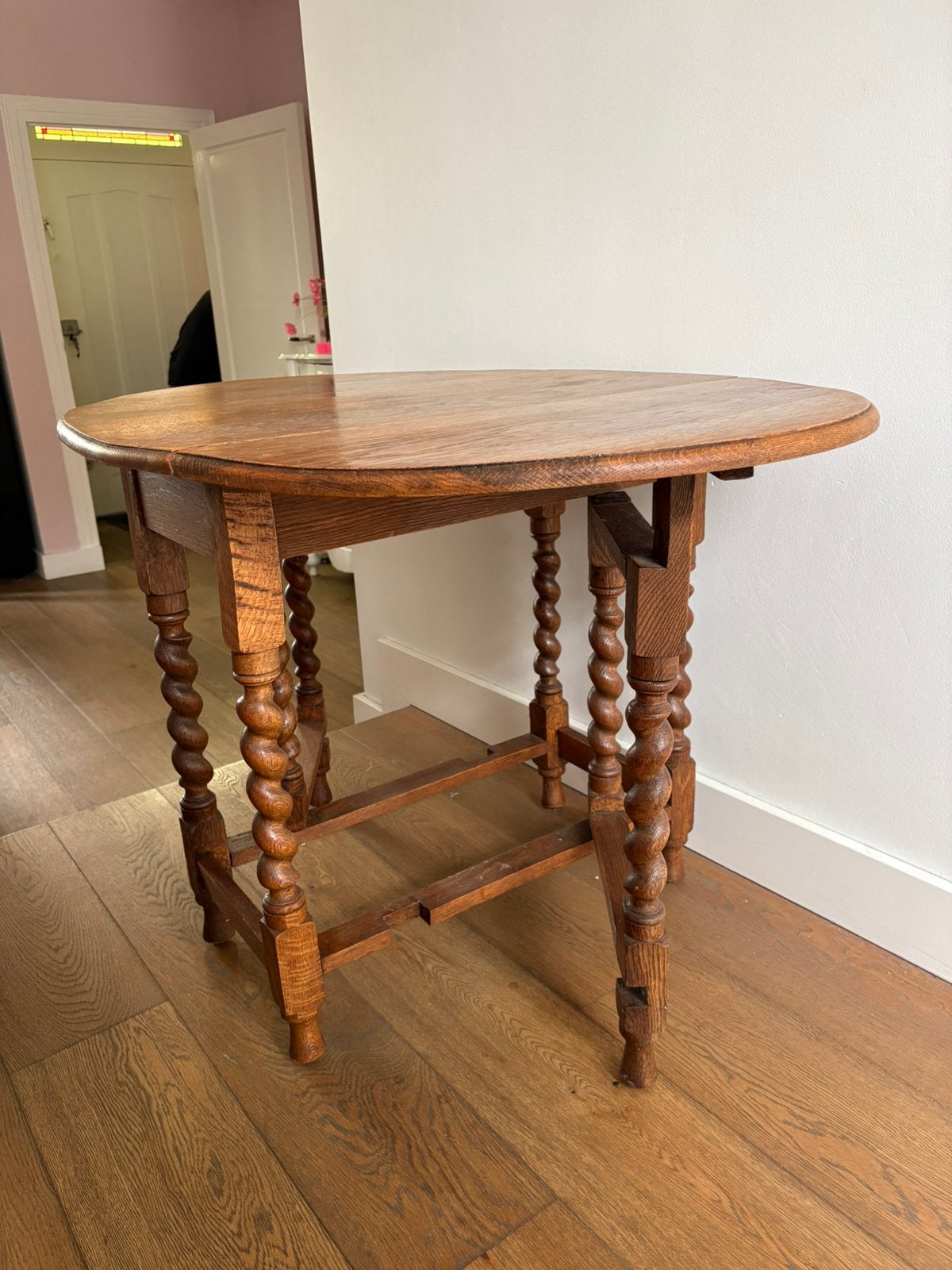 Originele oude houten hangoortafel, klaptafel, Ophalen