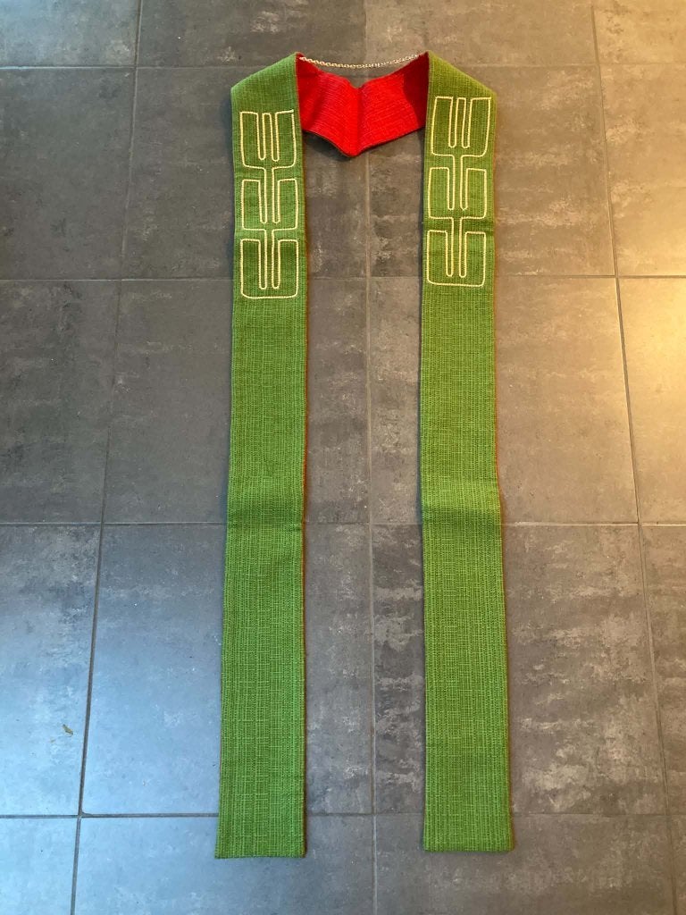 Dubbelzijdige stola priester groen/rood, Ophalen of Verzenden