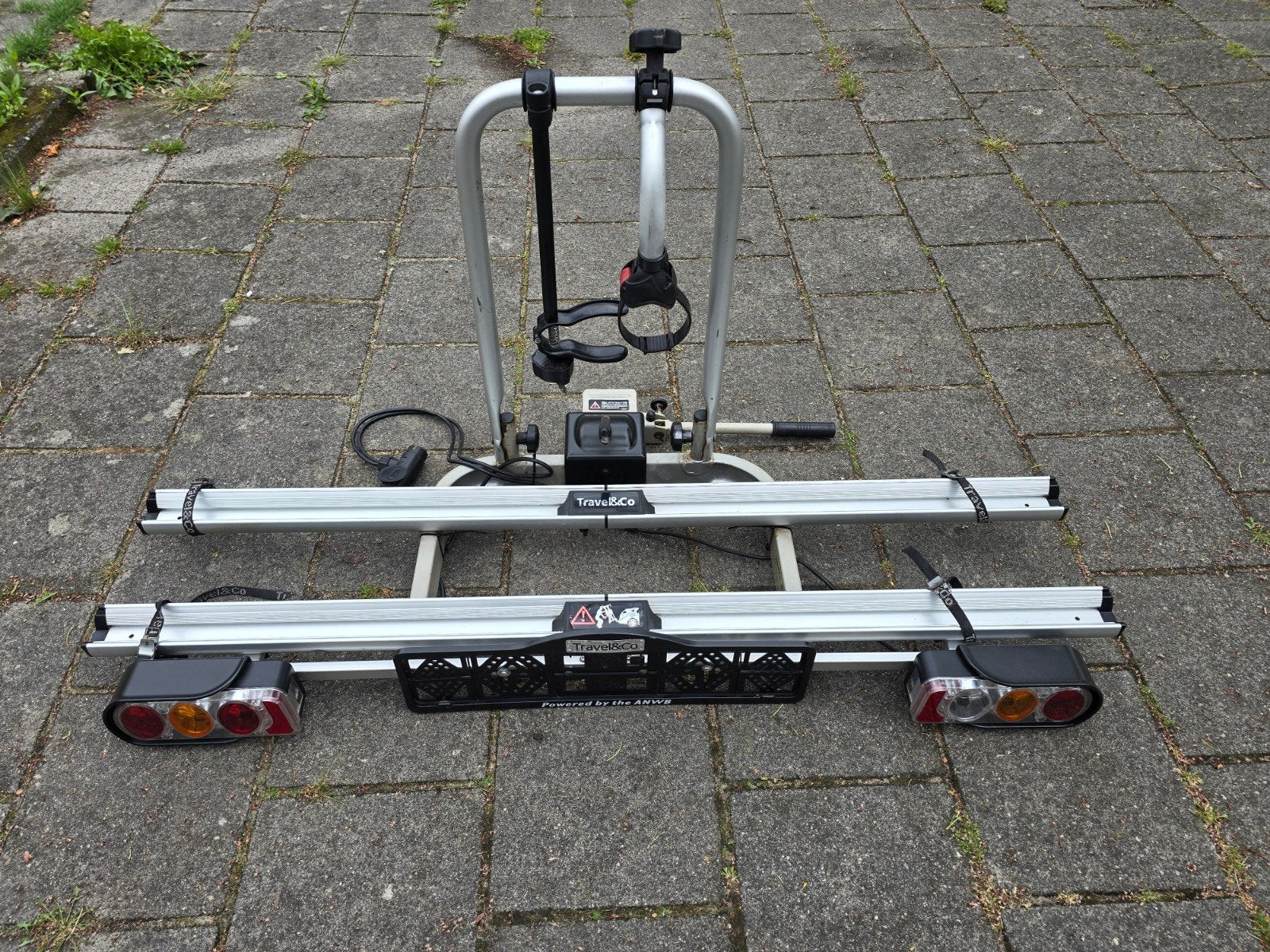 Travel & Co Trekhaak Fietsendrager voor 2 fietsen 60 kg, Auto diversen, Fietsendragers, Gebruikt, Trekhaakdrager, 2 fietsen, Brede banden